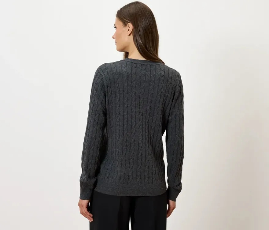 Zopfstrickpullover, grau