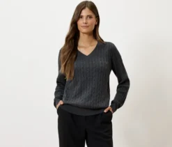 Zopfstrickpullover, grau