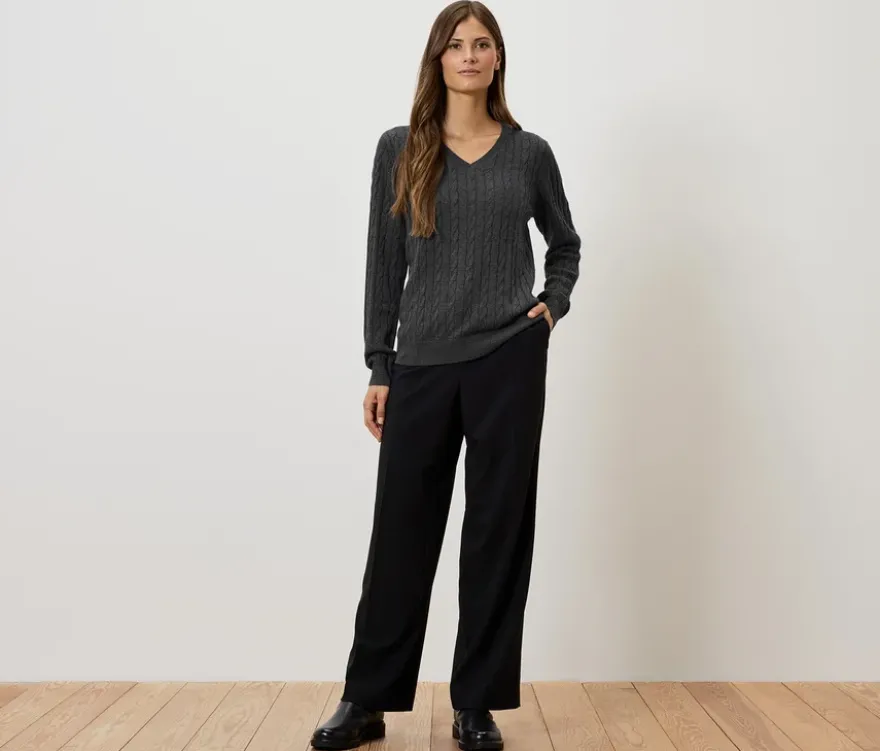 Zopfstrickpullover, grau
