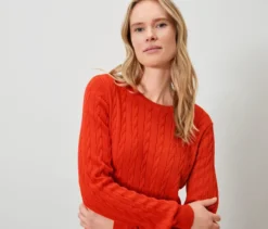 Zopfstrickpullover, orange