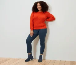 Zopfstrickpullover, orange