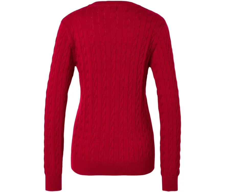 Zopfstrickpullover, rot