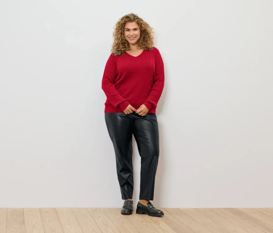 Zopfstrickpullover, rot