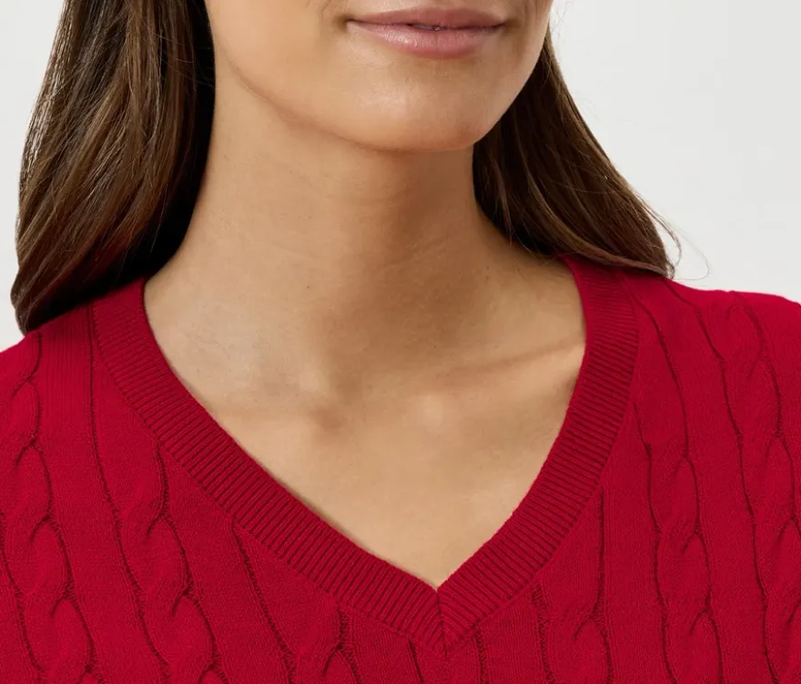 Zopfstrickpullover, rot