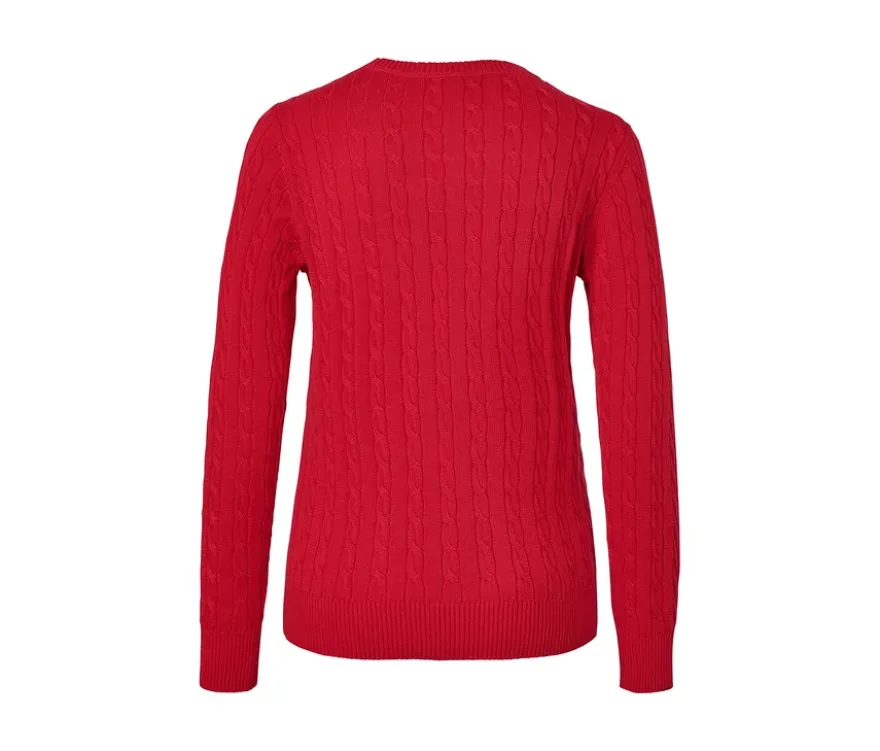 Zopfstrickpullover, rot