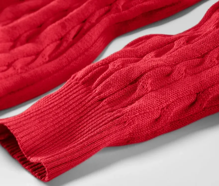 Zopfstrickpullover, rot