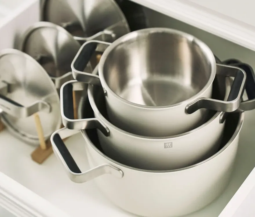 ZWILLING PURE Edelstahl-Kochgeschirr-Set, 5-teilig, elfenbeinfarben