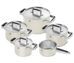 ZWILLING PURE Edelstahl-Kochgeschirr-Set, 5-teilig, elfenbeinfarben