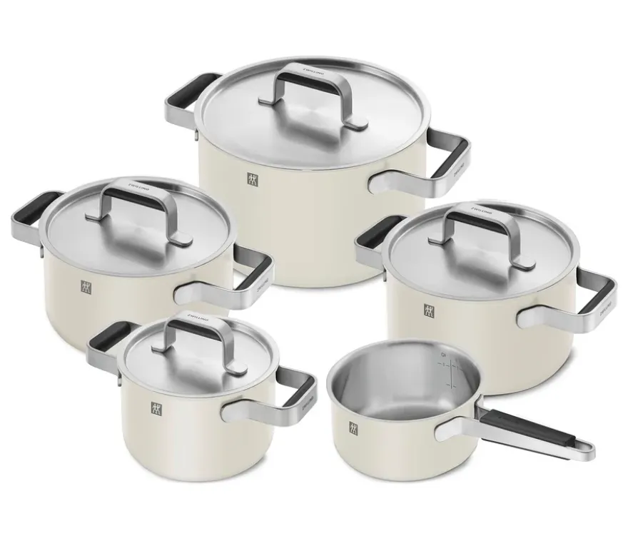 ZWILLING PURE Edelstahl-Kochgeschirr-Set, 5-teilig, elfenbeinfarben